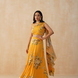 MUSTARD DISHA CROP TOP & LEHENGA SET OF TWO