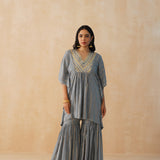 GREY MIRA KAFTAN & SHARARA SET OF TWO