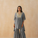 GREY MIRA KAFTAN & SHARARA SET OF TWO