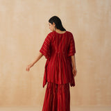 RED MIRA KAFTAN & SHARARA PANTS SET OF TWO