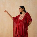 RED MIRA KAFTAN & SHARARA PANTS SET OF TWO