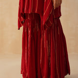 RED MIRA KAFTAN & SHARARA PANTS SET OF TWO