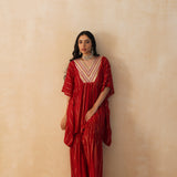 RED MIRA KAFTAN & SHARARA PANTS SET OF TWO