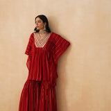 RED MIRA KAFTAN & SHARARA PANTS SET OF TWO