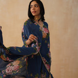 NAVY ZEENAT TOP & PANTS SET OF TWO