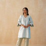 BABY BLUE GAURI KURTA, PANTS & ODHANI SET OF THREE