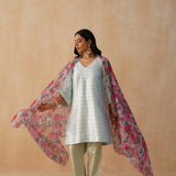 BABY BLUE GAURI KURTA, PANTS & ODHANI SET OF THREE