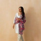 BABY BLUE GAURI KURTA, PANTS & ODHANI SET OF THREE
