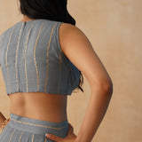 GREY DISHA CROP TOP, LEHNEGA & ODHANI SET OF THREE