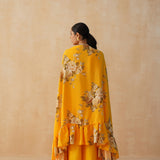 YELLOW ZEEBA CROP TOP, CAPE & PANTS SET OF THREE