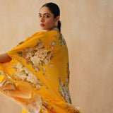 YELLOW ZEEBA CROP TOP, CAPE & PANTS SET OF THREE