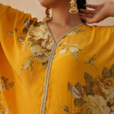 YELLOW ZEENAT V NECK TOP & PANTS SET OF TWO