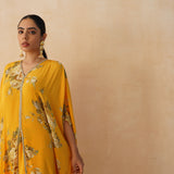 YELLOW ZEENAT V NECK TOP & PANTS SET OF TWO