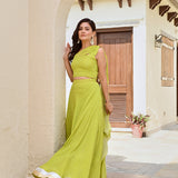LIME GREEN DISHA BANDHANI CROP TOP & LEHENGA SET OF TWO