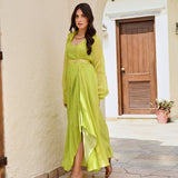 LIME GREEN SAMARA ONE SHOULDER DRESS WITH PURE ORGANZA CAPE JACKET SET OF TWO
