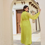 LIME GREEN SAMARA ONE SHOULDER DRESS WITH PURE ORGANZA CAPE JACKET SET OF TWO