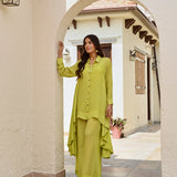 LIME RIA HIGH LOW SHIRT WITH FLAIR PANTS COORD SET OF TWO