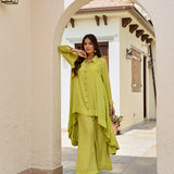 LIME RIA HIGH LOW SHIRT WITH FLAIR PANTS COORD SET OF TWO