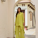 LIME RIA HIGH LOW SHIRT WITH FLAIR PANTS COORD SET OF TWO