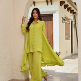 LIME RIA HIGH LOW SHIRT WITH FLAIR PANTS COORD SET OF TWO