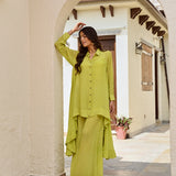 LIME RIA HIGH LOW SHIRT WITH FLAIR PANTS COORD SET OF TWO