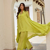 LIME RIA HIGH LOW SHIRT WITH FLAIR PANTS COORD SET OF TWO