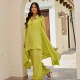 LIME RIA HIGH LOW SHIRT WITH FLAIR PANTS COORD SET OF TWO