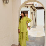 LIME RIA HIGH LOW SHIRT WITH FLAIR PANTS COORD SET OF TWO