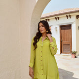 LIME RIA HIGH LOW SHIRT WITH FLAIR PANTS COORD SET OF TWO