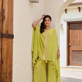 LIME GREEN KAI HIGH LOW TOP WITH FLAIR PANTS SET OF TWO