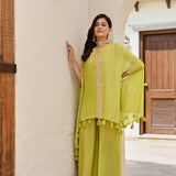 LIME GREEN KAI HIGH LOW TOP WITH FLAIR PANTS SET OF TWO