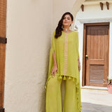 LIME GREEN KAI HIGH LOW TOP WITH FLAIR PANTS SET OF TWO