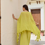 LIME GREEN KAI HIGH LOW TOP WITH FLAIR PANTS SET OF TWO