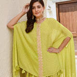 LIME GREEN KAI HIGH LOW TOP WITH FLAIR PANTS SET OF TWO