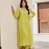LIME GREEN BANDHANI SHIKHA KURTA AND STRAIGHT PANTS SET OF TWO