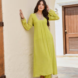 LIME GREEN BANDHANI SHIKHA KURTA AND STRAIGHT PANTS SET OF TWO