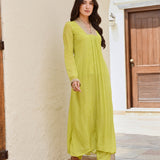 LIME GREEN BANDHANI SHIKHA KURTA AND STRAIGHT PANTS SET OF TWO