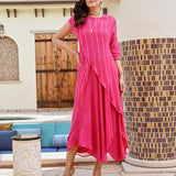 PINK REHAT HIGH LOW DRAPE DRESS