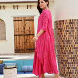 PINK REHAT HIGH LOW DRAPE DRESS