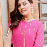 PINK REHAT HIGH LOW DRAPE DRESS