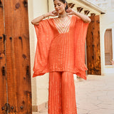 ORNAGE MIRA KAFTAN TOP WITH FLAIR PANTS SET OF TWO