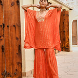 ORNAGE MIRA KAFTAN TOP WITH FLAIR PANTS SET OF TWO