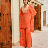 ORNAGE MIRA KAFTAN TOP WITH FLAIR PANTS SET OF TWO