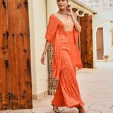 ORNAGE MIRA KAFTAN TOP WITH FLAIR PANTS SET OF TWO