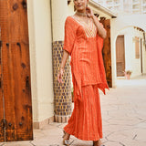 ORNAGE MIRA KAFTAN TOP WITH FLAIR PANTS SET OF TWO