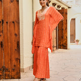 ORNAGE MIRA KAFTAN TOP WITH FLAIR PANTS SET OF TWO