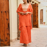 ORNAGE MIRA KAFTAN TOP WITH FLAIR PANTS SET OF TWO