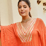 ORNAGE MIRA KAFTAN TOP WITH FLAIR PANTS SET OF TWO