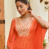 ORNAGE MIRA KAFTAN TOP WITH FLAIR PANTS SET OF TWO