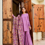 PURPLE JAIPUR KURTA WITH GARARA AND PURE CHANDERI ODHANI SET OF THREE